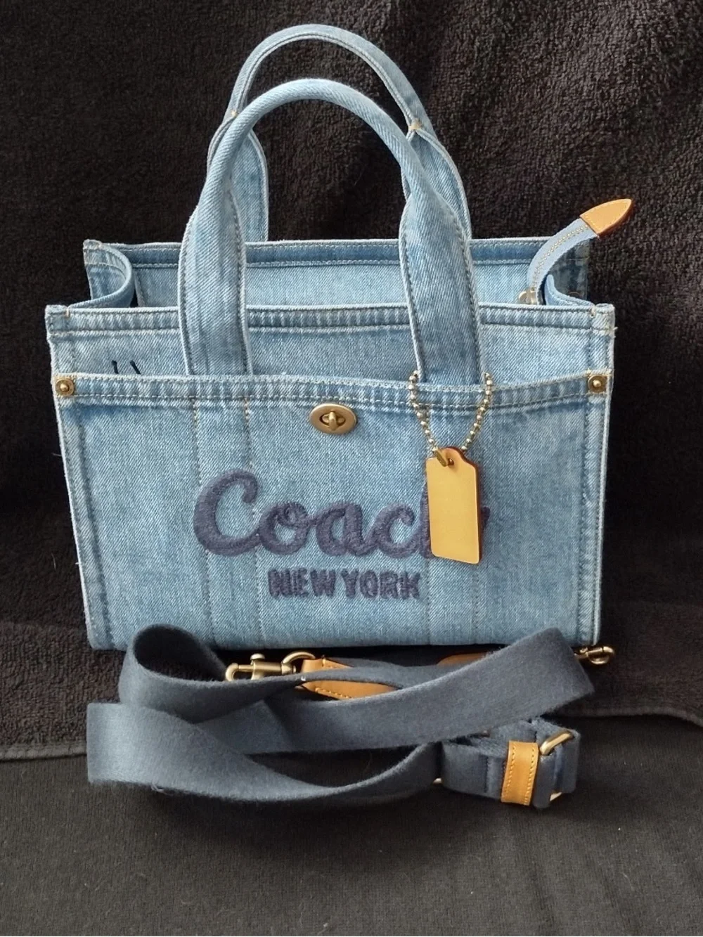 Coach Cargo Medium Denim Tote Bag 26